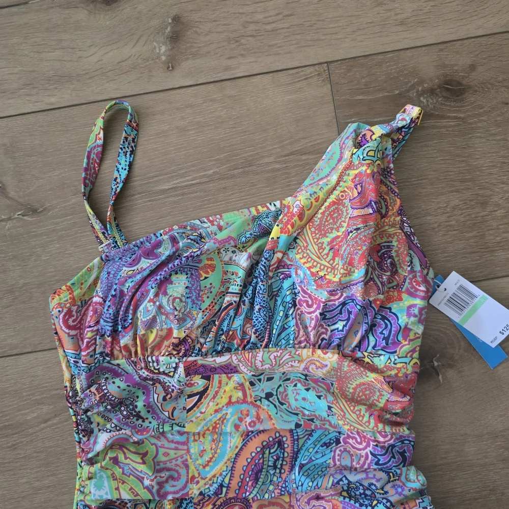 Bleu Rod Beattie Multicolor Paisley One Piece Swimsuit Size 8 Boho - Picture 3 of 8